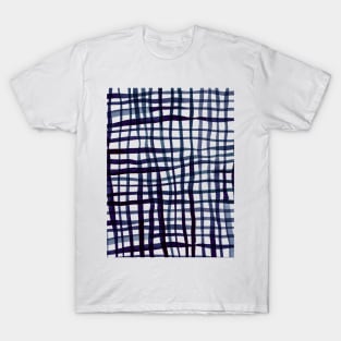 Watercolor doodle gingham - indigo T-Shirt